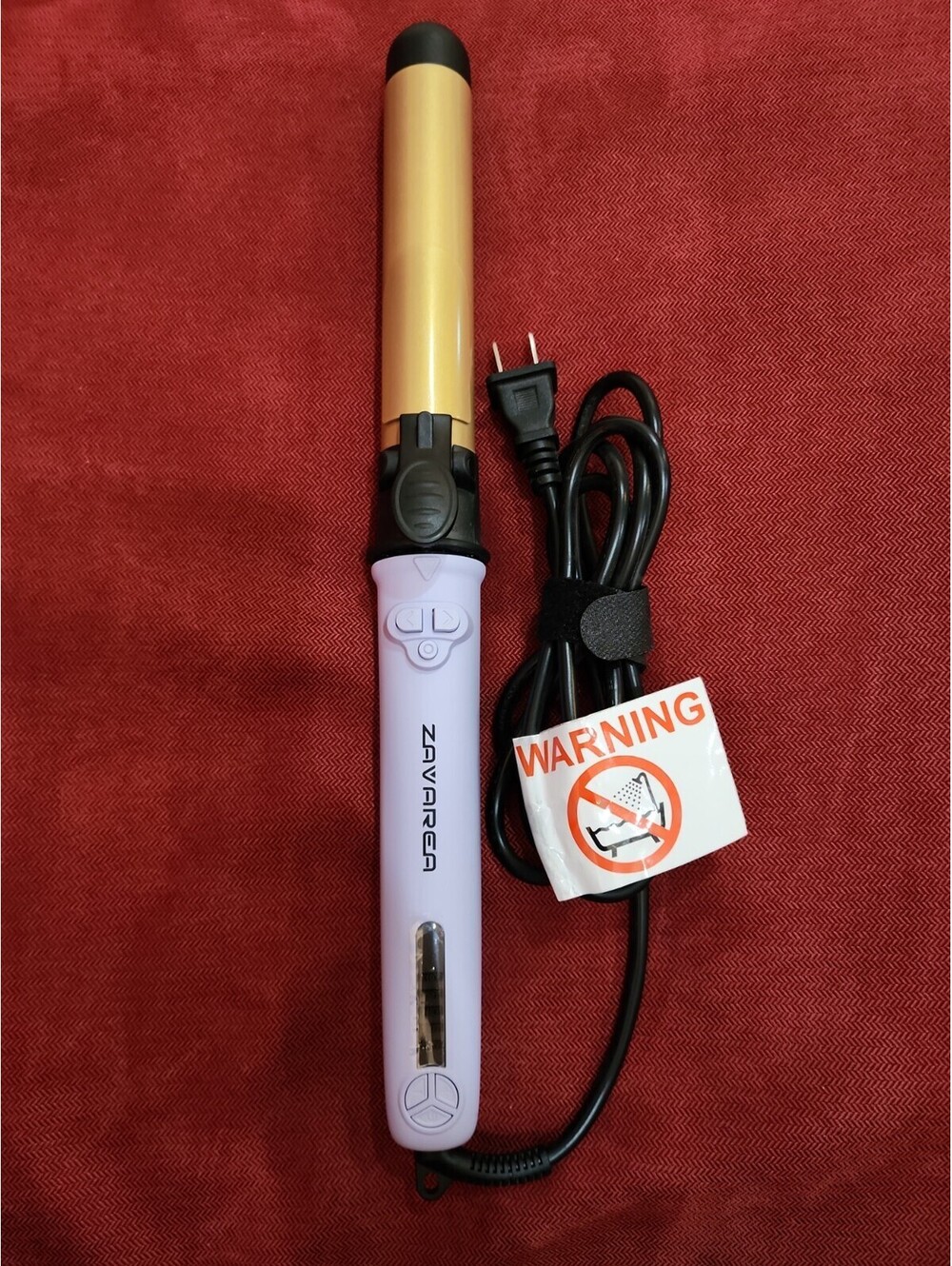 NEW ZAVAREA 1.25" Rotating Curling Iron Automatic Hair Waver Lavender Gold UV217